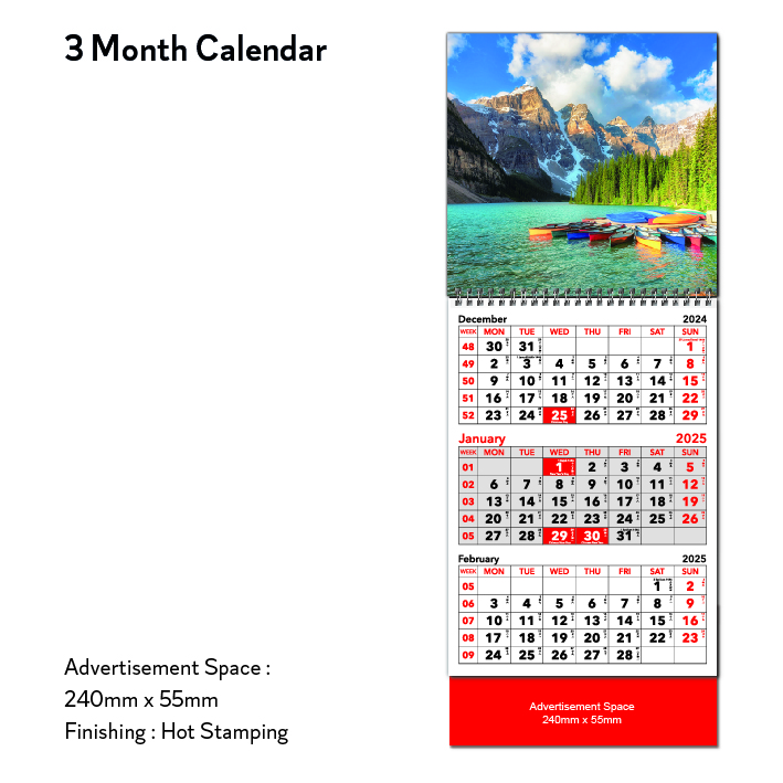 3 Month Calendar Diary Catalogue